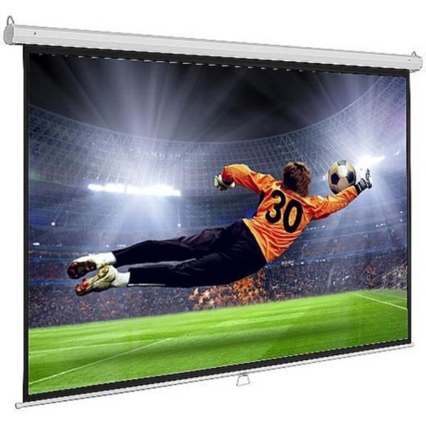 מסך הקרנה ידני לתליה על קיר 2.13x2.13 מ'  כולל מנגנון עצירה Innova BCPWLS240