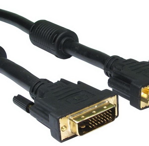 כבל DVI 24+1 מאריך איכותי זכר-נקבה, סיכוך כפול + פריטים, 1.8 מטר