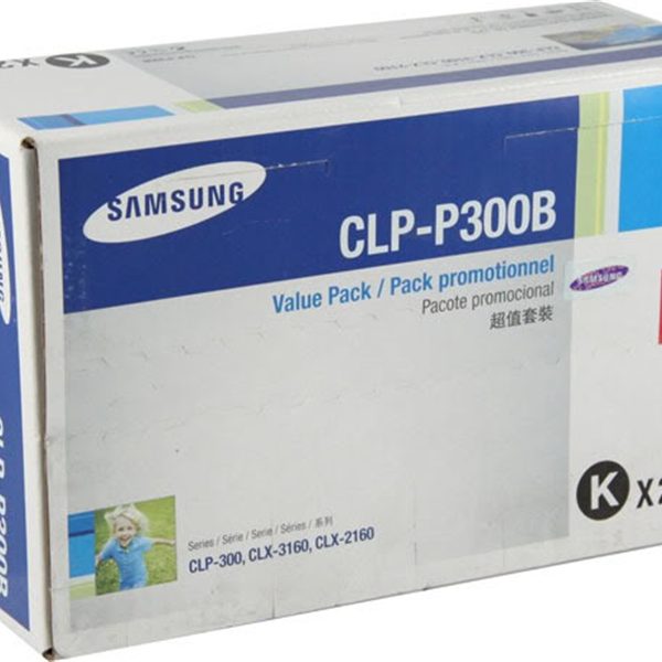 אריזת חסכון הכוללת 2 טונרים שחורים מקוריים Samsung CLP-P300B