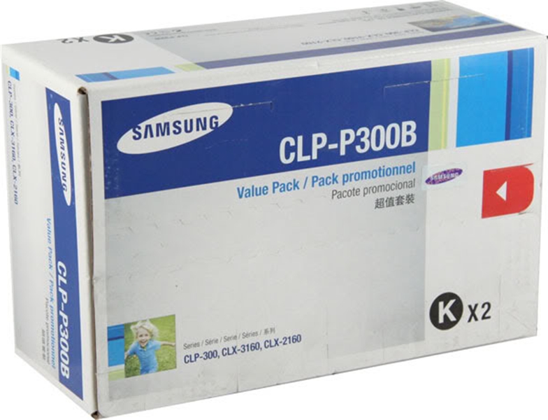 אריזת חסכון הכוללת 2 טונרים שחורים מקוריים Samsung CLP-P300B